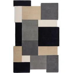 WOLLTEPPICH HALLEIN, geometrisch, Grau-Beige, 120 x 180 cm