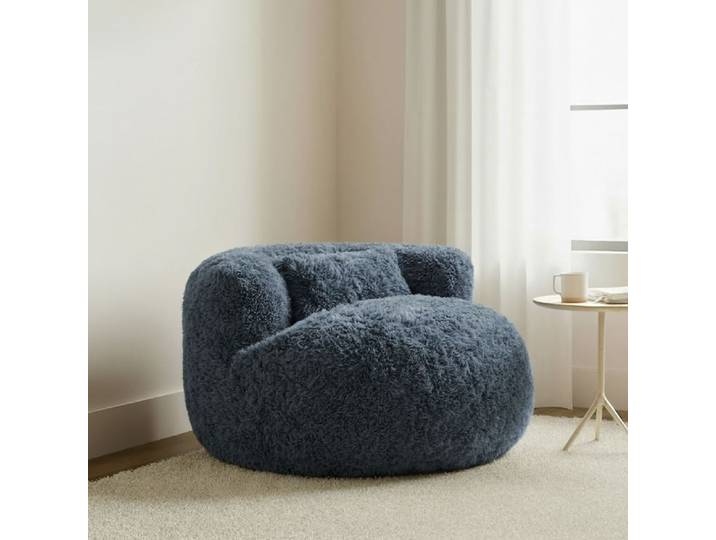 Fauteuil pouf 1 place pouf compressé Avec oreiller mousse haute densité bleu