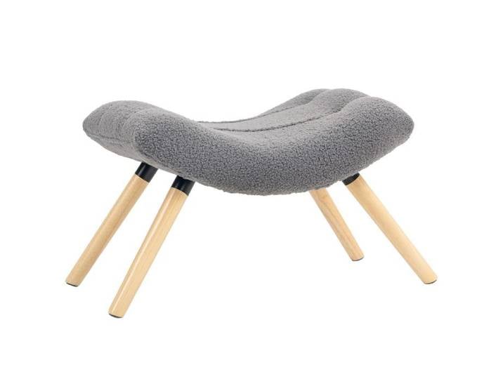 YWJ Tabouret Pieds Moderne Gris Foncé Polaire Bois Rembourré Salon Chambre Couloir Décoration