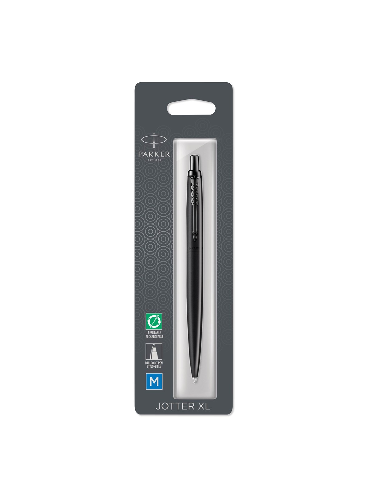 Parker Jotter XL Kugelschreiber | Monochrome Mattschwarz | mittlere Stiftspitze | blaue Tinte