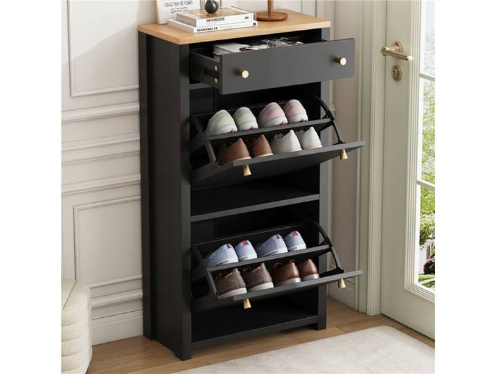 Meuble à chaussures moderne 50x24x95 cm noir bois