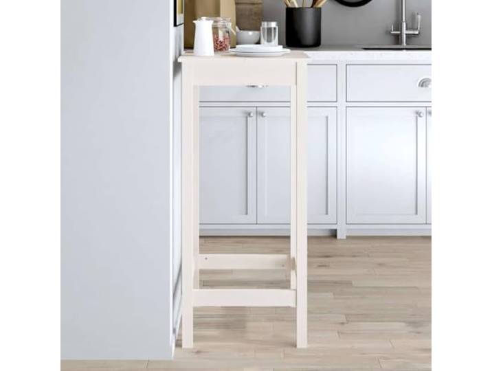 WHOPBXGAD Bartisch Weiß Hochtisch 50x50x110 cm aus Massivholz Kiefer für Küche Balkon Garten, rustikaler Stehtisch mit Wandhalterung, Stabiler Bistrotisch zum Essen und Feiern