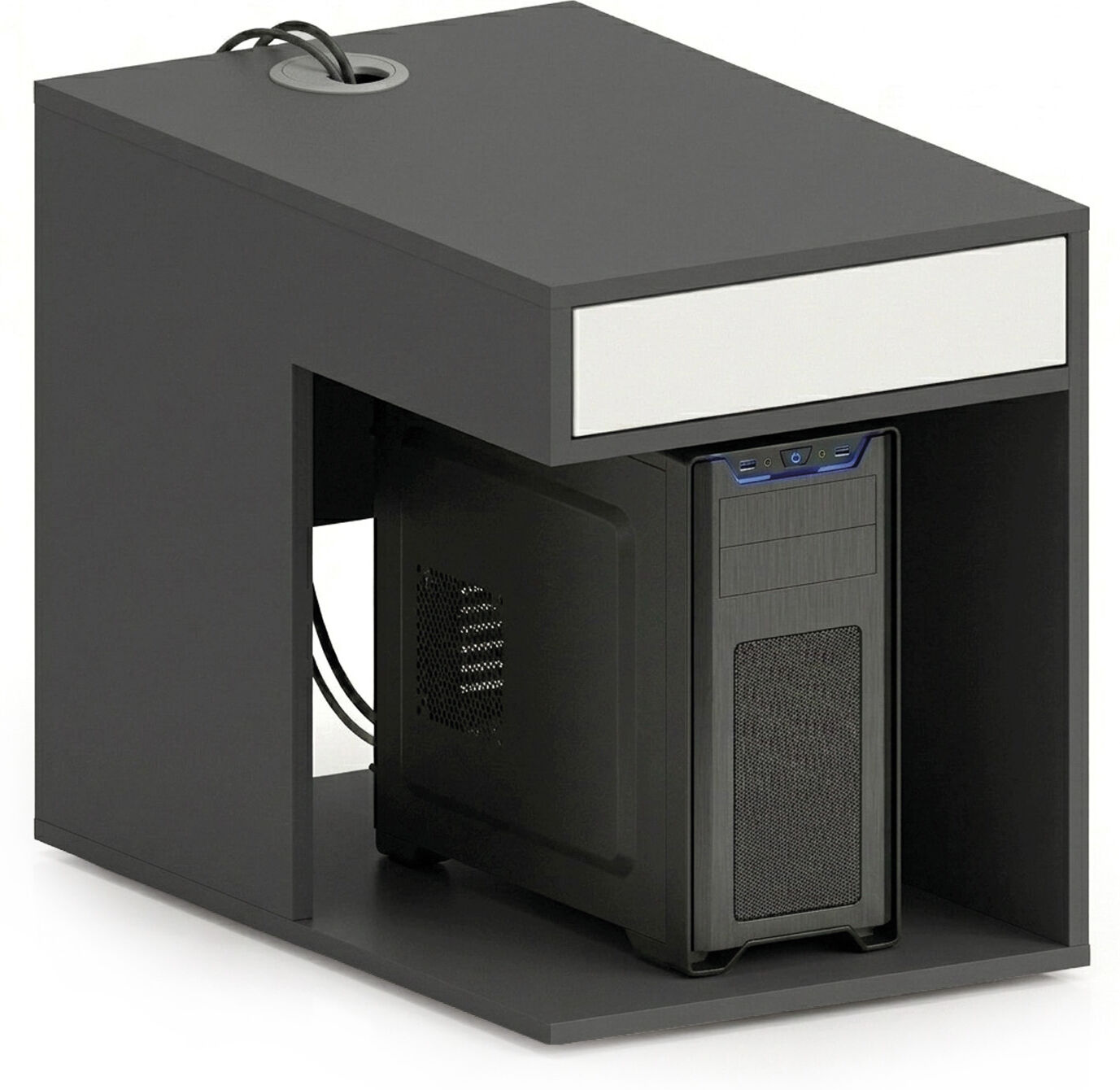 B2B Partner Büro-PC-Container für FUTURE-Schreibtische, 1 Schublade, 500 x 750 x 600 mm, Weiß/Graphit