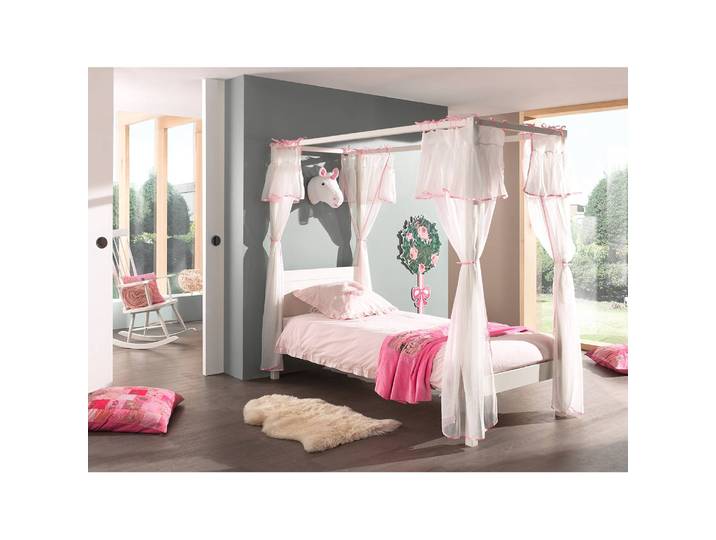 Himmelbett I 90 x 200cm Weiß/Weiß