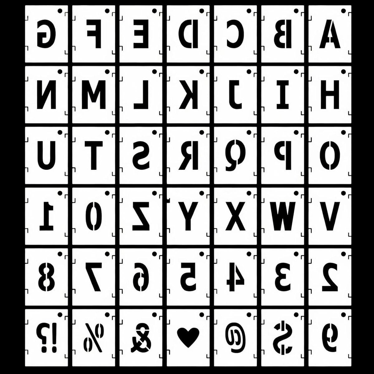 42-delige set letter sjablonen van 7,5 cm voor textielontwerpen en DIY projecten