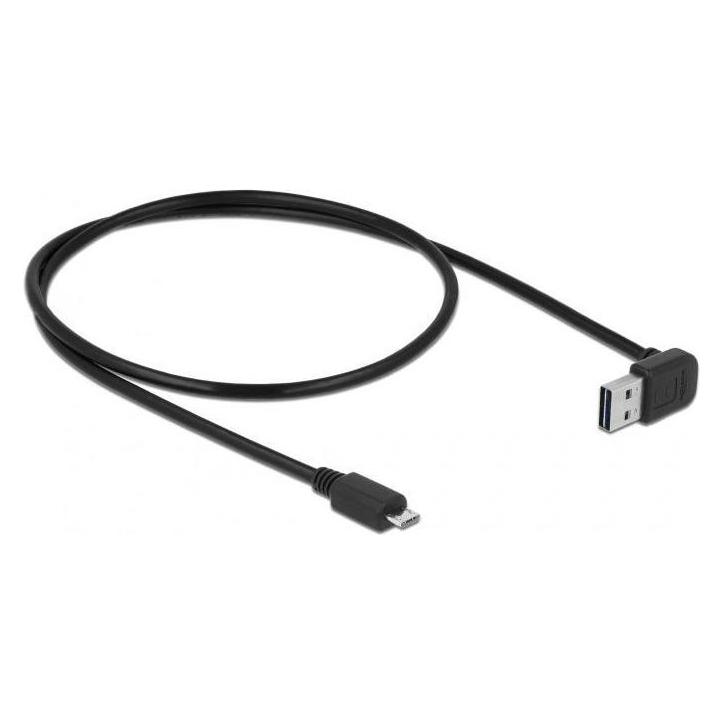 Delock USB2.0-Kabel Easy A-MicroB: 0.5m, schwarz (0.50 m, USB 2.0) (85203)