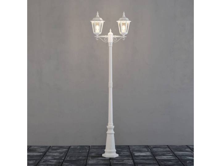 Konstsmide Mastleuchte Firenze, 2-flammig, weiß FIRENZE, weiß / opal, Glas, Landhaus / Rustikal