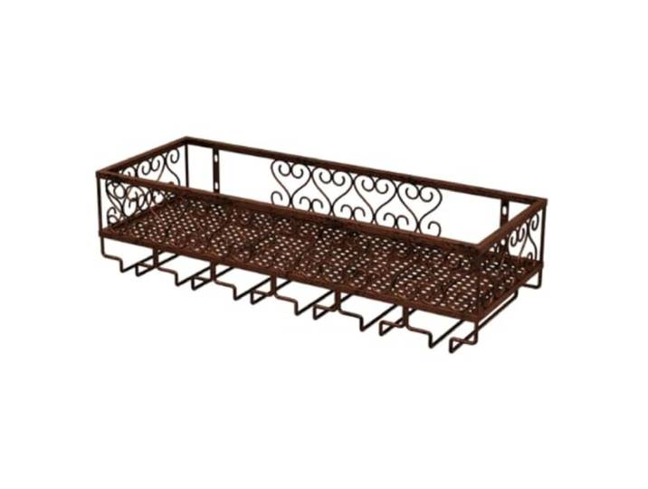 Failjierue Wandmontierte Weinregale Home Bar Möbel Weinflaschenhalter Weinglasständer aus Metall und Eisen für Kelche mit einem von mehr als 4 cm und weniger als 9 cm(Reddish-brown,80x25x17cm)