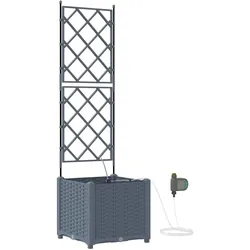 Helloshop26 - Set aus 2 modernen Gartenpflanzgefäßen aus Stahl 40 x 40 x 142 cm robust und praktisch hellgrauer Stahl
