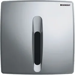 Geberit Urinalsteuerung mit elektronischer Spülauslösung, Netzbetrieb, Abdeckplatte Kunststoff, Basic, 115.817.46.5, Farbe: mattverchromt
