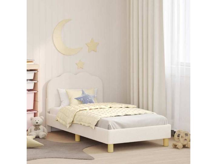 Cadre lit enfants tête crème 80x160 cm design doux chambre enfant compacte