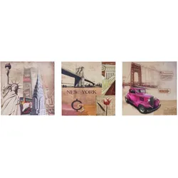 Leinwandbild H376, Wandbild Keilrahmenbild Kunstdruck, 3-teilig 150x50cm ~ New York