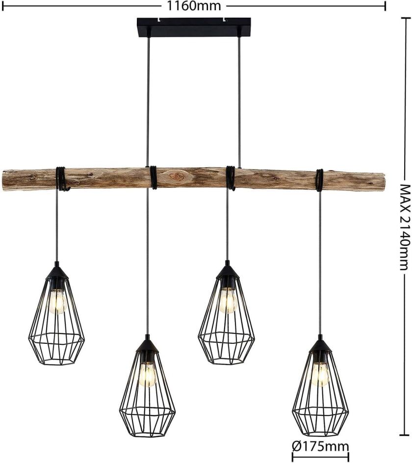 Lindby Suspension en métal marron Marron 116x26x18cm