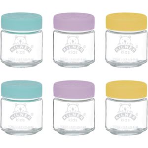 Kilner Vorratsglas 0025.016 Babygläser, mit Silikondeckel, 0,11 Liter, rund, luftdicht, Set, 6 Stück