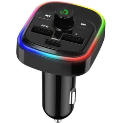Avizar FM-Sender, USB QC 3.0 + USB-C 20W Anschlüsse, Auto Adapter, Schwarz