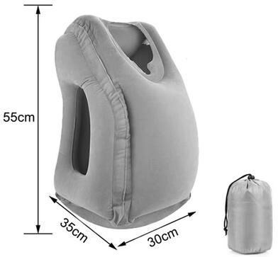 Combo Retail Shop Portable Inflatable Travel Pillow, Airplane Nap Pillow, Outdoor Sleeping Cushion, Office And Train Sleeping Bag Pillow grey