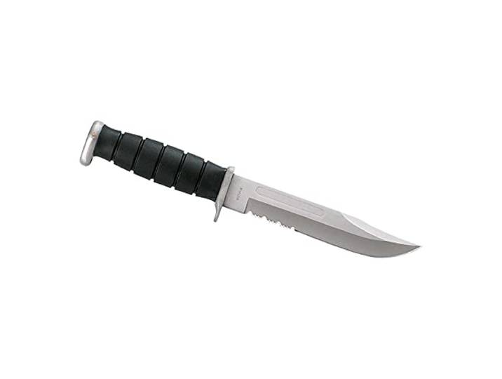 Herbertz Gürtelmesser, Bowie-Klinge, AISI 420, Gummi-Griff, Bowie-Messer, robustes Outdoor-Messer & Jagdmesser, Survivalmesser mit feststehender Klinge