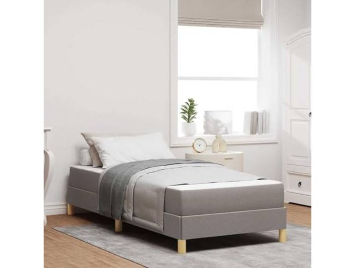 Modernes Boxspringbett mit Matratze Elegantes Design Stoffbezug Taupe 90 x Boxspringbett mit Matratze Taupe 90x190 cm Stoff Bett mit Lattenrost Einzelbett Polsterbett Modern