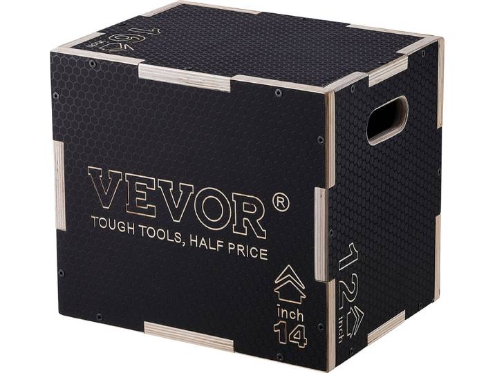 VEVOR 3 In 1 Plyometrische Jump Box 16/14/12 Inch Plyo Box\, Jump Box Jump Box 204kg Laadvermogen\, Fitness Oefening Step Up Box voor Thuistraining\, Jump Krachttraining Zwart Verstelbare Hoogte