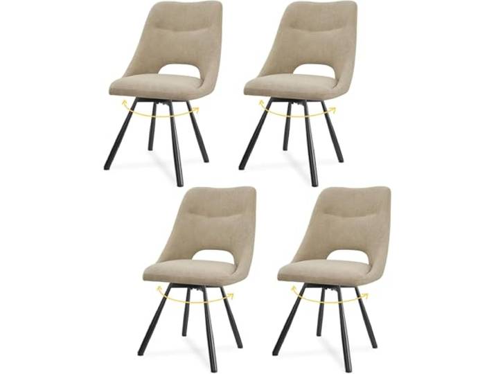 LEWE Esszimmerstühle drehbar 4er Set, 360° Drehstuhl, Kaschmir-Stoff Moderne Polsterstuhl mit Durchbrochene Rückenlehne, Breitere Sitzfläche, Armlos, für Esszimmer Wohnzimmer Schlafzimmer