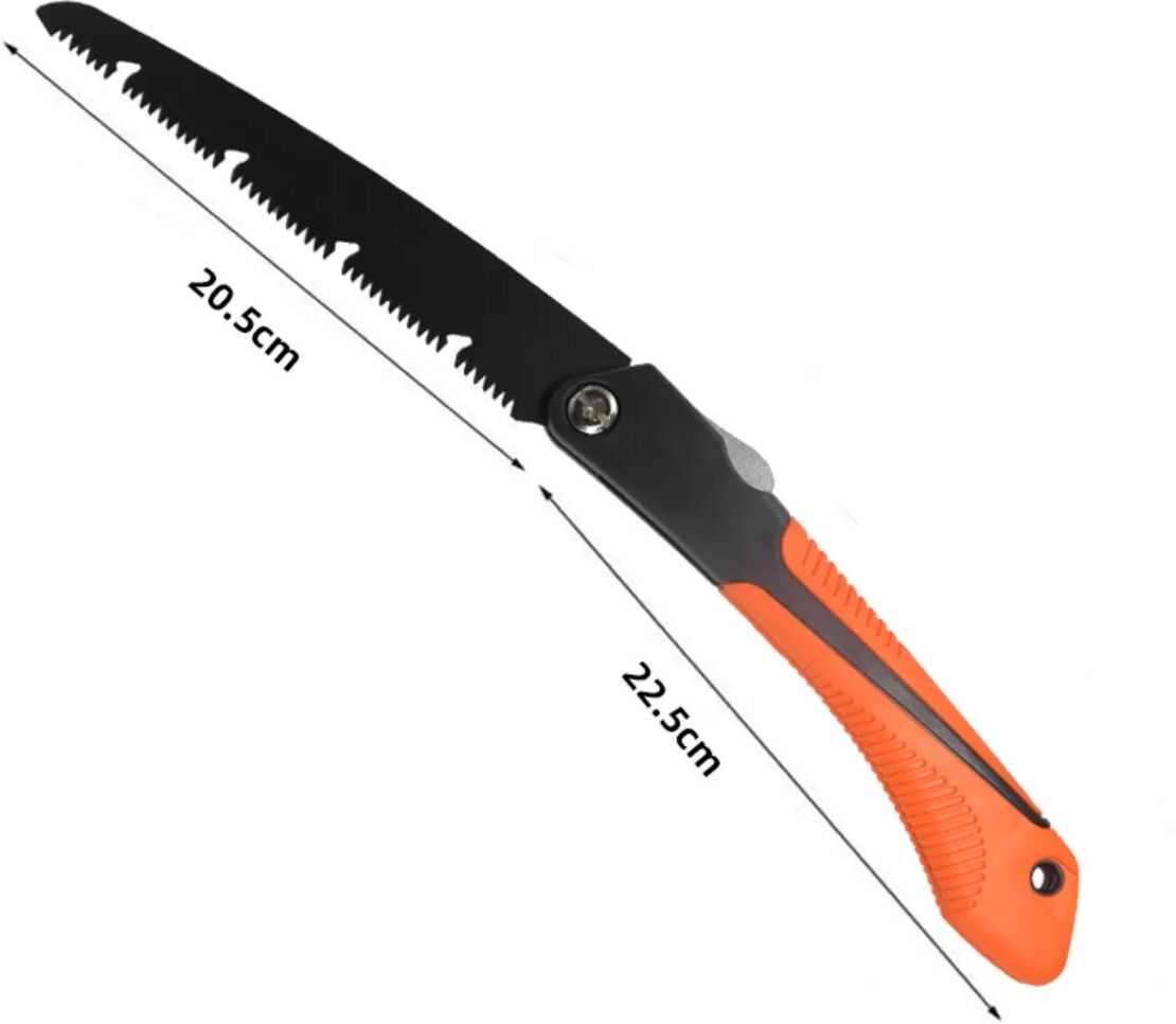 INF Scie pliante de jardin Teflon SK5 - Lame en acier allié SK5, Noir-Orange, Poignée antidérapante, Multifonction