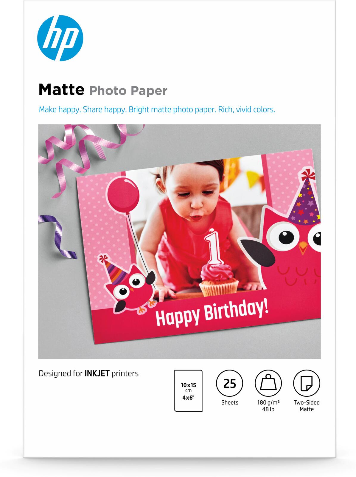 HP Inc. HP Fotopapier matt – 25 Blatt/10 x15 cm 7HF70A