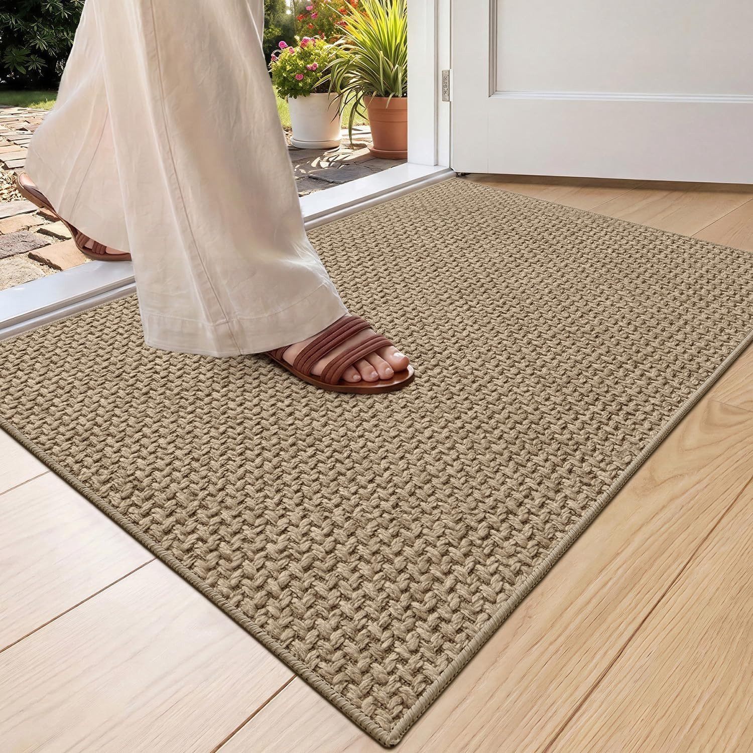 Ultra-dunne binnenmat voor de entree, linnen, antislip, modern design, 80 x 120 cm