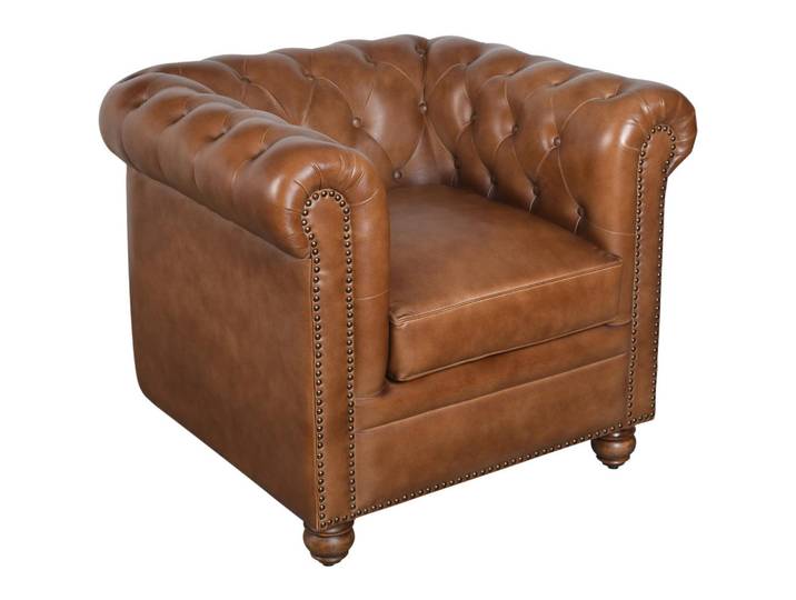 Landscape Chesterfield-Sessel, Braun, Echtleder, Büffelleder, 84x79x77 cm, Lederauswahl, Wohnzimmer, Sessel, Chesterfield-Sessel