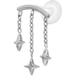 PTFE Labret mit Innengewinde + Titan-Aufsatz BOGEN + 3 STERNE