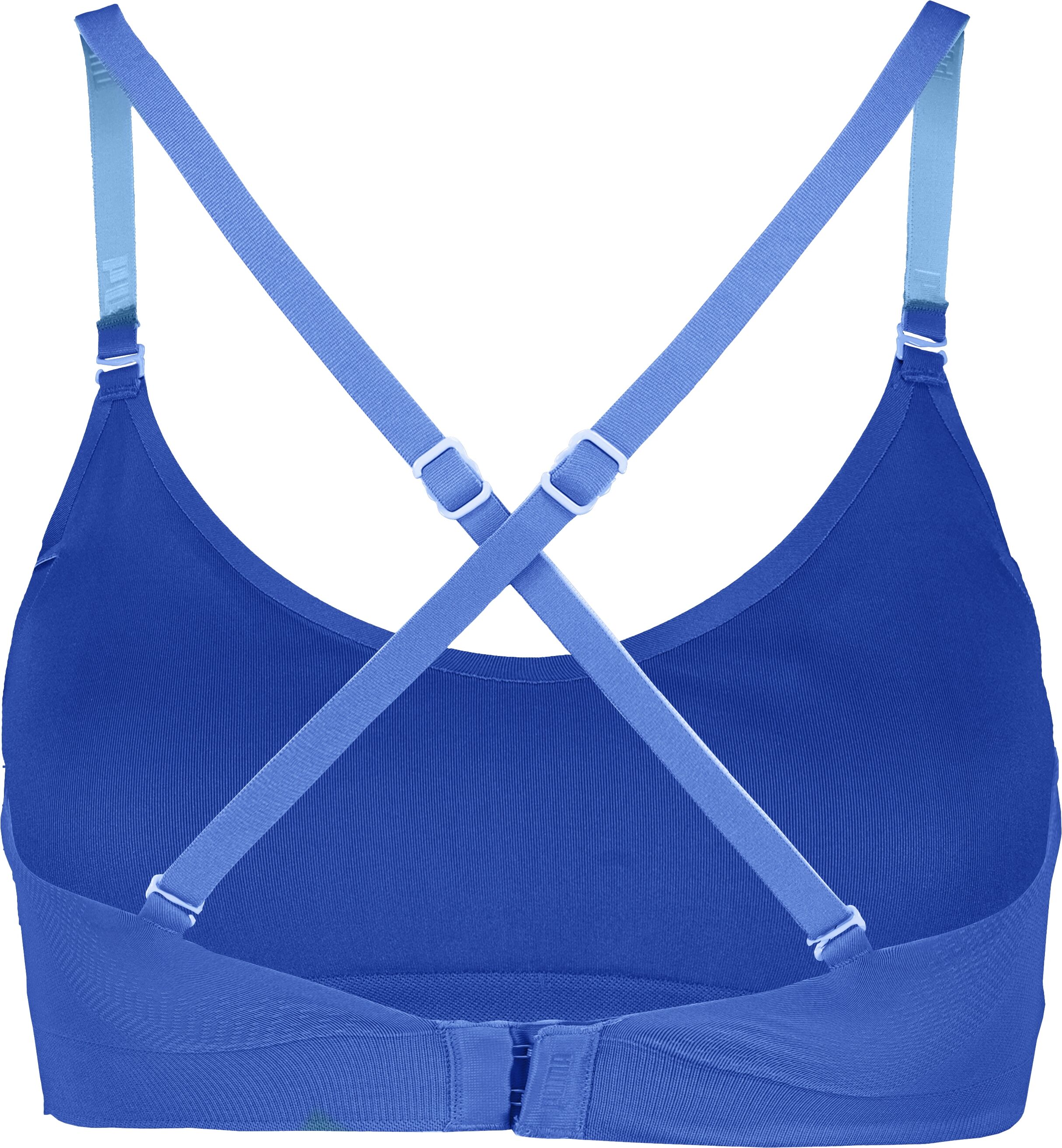 Sport-Bustier PUMA "PUMA WOMEN 3D KNIT SPORT TRIANGLE TOP 1P", Damen, Gr. M, N-Gr, blau, Feinstrick, Obermaterial: 89% Polyamid, 11% Elasthan, BHs Sport-Bustier, wendbare und verstellbare Träger für einen personalisierten Look