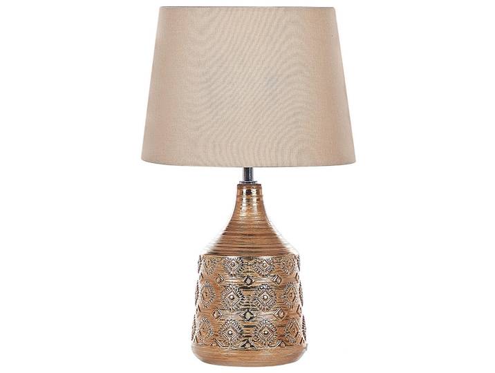 Beliani Tischleuchte Wari 29/29/47 cm, Beige, Keramik, E14, 29x47x29 cm, Lampen & Leuchten, Innenbeleuchtung, Tischlampen