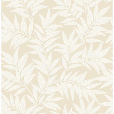 A-Street Prints Morris Taupe Leaf Wallpaper