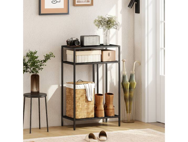HOMCOM Table Console 3 Niveaux Acier 55x30x85cm Noir