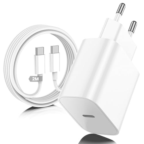 20W Snellader voor iPhone 16, 15 en iPad met 2 meter USB-C naar USB-C kabel