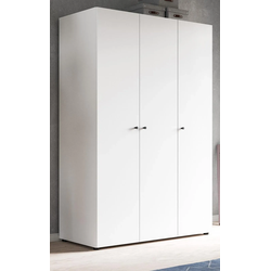 KLEIDERSCHRANK weiß 3-türig 120 cm, Drehtürenschrank mit Kleiderstange