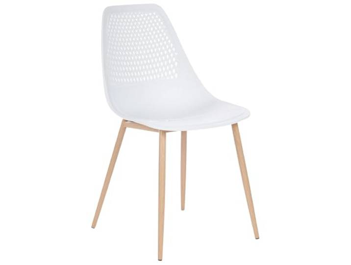 Beliani Esszimmerstuhl 4er Set Kunststoff Eisen Holzoptik weiß moderner Stil Hazelton