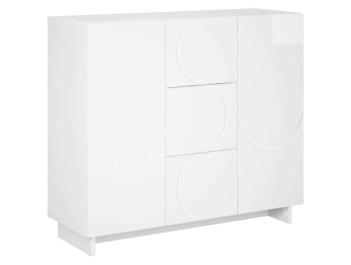 vidaXL Sideboard Hochglanz Weiß 85,5 x 31 x 75 cm Holzwerkstoff Dieses Sideboard verfügt über eine glatte Oberflächenstruktur, Es bietet viel Platz, um deine Gegenstände organisiert