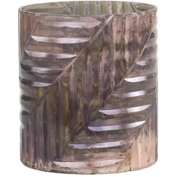 Chic Antique Windlicht mit Schliff, H12/Ø10 cm, antik mokka