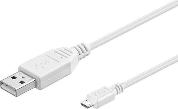 MicroConnect USB-kabel USB-A naar Micro-USB B, 0,3 meter, wit