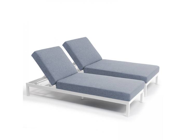 Oviala - Bains de soleil aluminium inclinables 5 positions avec coussin - Lot de 2
