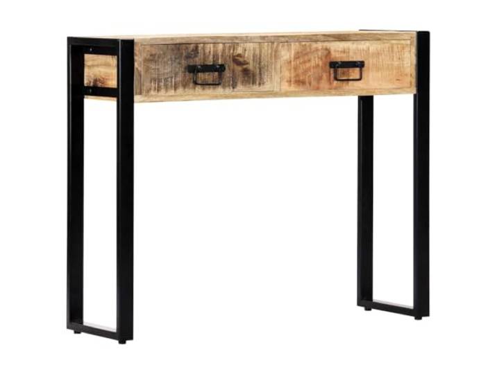 HKLGBVCR Konsolentisch, 90 x 30 x 75 cm, Mangoholz, massiv 2 Schubladen, rustikaler industrieller Stil, langlebig, einzigartig für Eingangsbereich