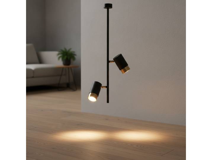 Plafondlamp Pongo dubbel zwart met goud Lyora - 110591