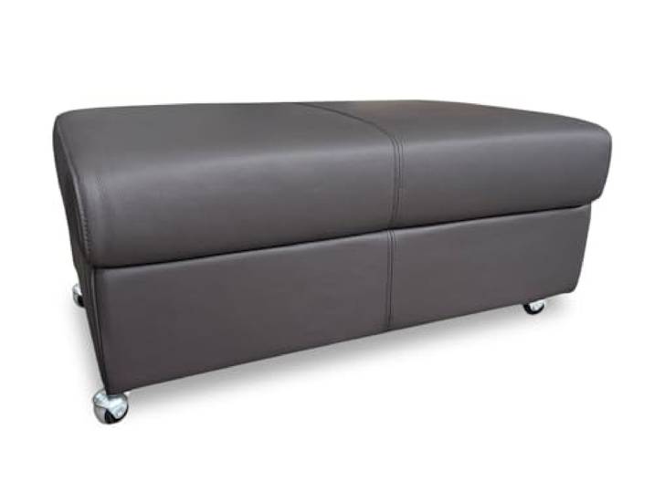 Quattro Meble Dunkelbraunes Echtleder Hocker auf Rollen aufklappbar mit Stauraum Sitzhocker Rindsleder Sitzwürfel 90x55 Fußhocker Polsterhocker Echt Leder Puff