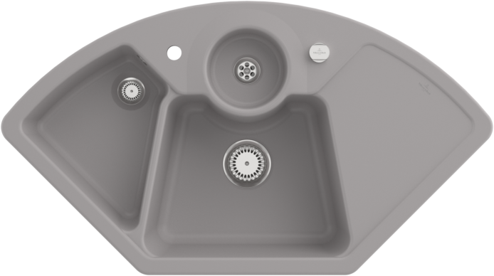 Villeroy und Boch Solo Eck Eckspüle 670802KD Ablaufgarnitur, Exzenterbetätigung, Resteschale, Fossil
