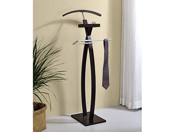 IDIMEX Valet de Chambre Robin Valet de Nuit Porte vêtements\, Structure en Bois lasuré Brun foncé