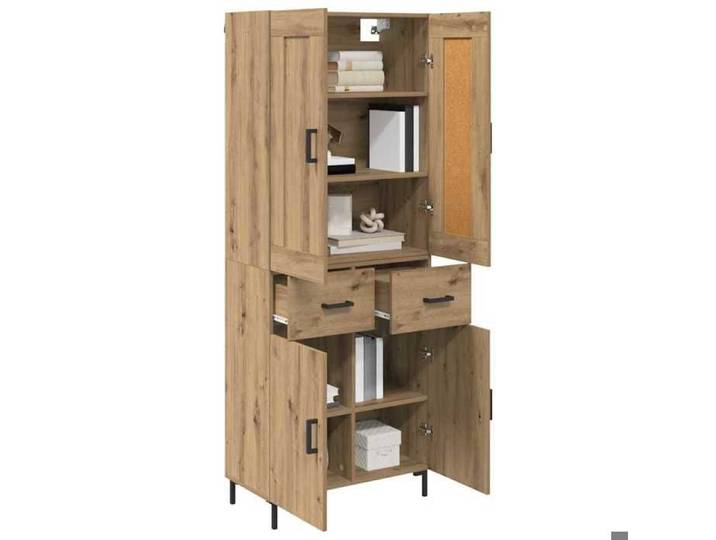 Buffet Haut Armoire minimaliste - - 2 pièces - bois d'ingénierie - chêne artisanal - 4 portes - 69 5 x 34 x 180 cm vqk53x405