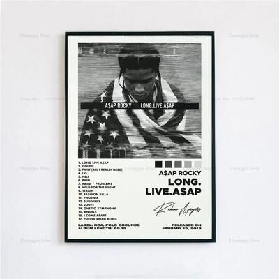 Uplift Essentials ASAP Rocky Testing Album Poster Iconic Rap Music Wall Art & Tracklist Canvas Print For Home Decor style 4 19.7 X 27.6 In