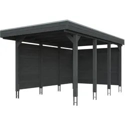 Skan Holz Carport Friesland 320x555 cm inkl. Seiten- und Rückwand Set A schiefergrau