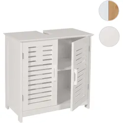 Waschbeckenunterschrank HWC-B41, Badezimmer Unterschrank Badschrank mit Staufach, Bambus MDF 60x60x30cm MVG ~ weiß