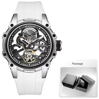 Inspired Finds MEGIR Skeleton Dial Automatic Mechanical Watch Waterproof Luminous Sport Watch With Silicone Strap white box